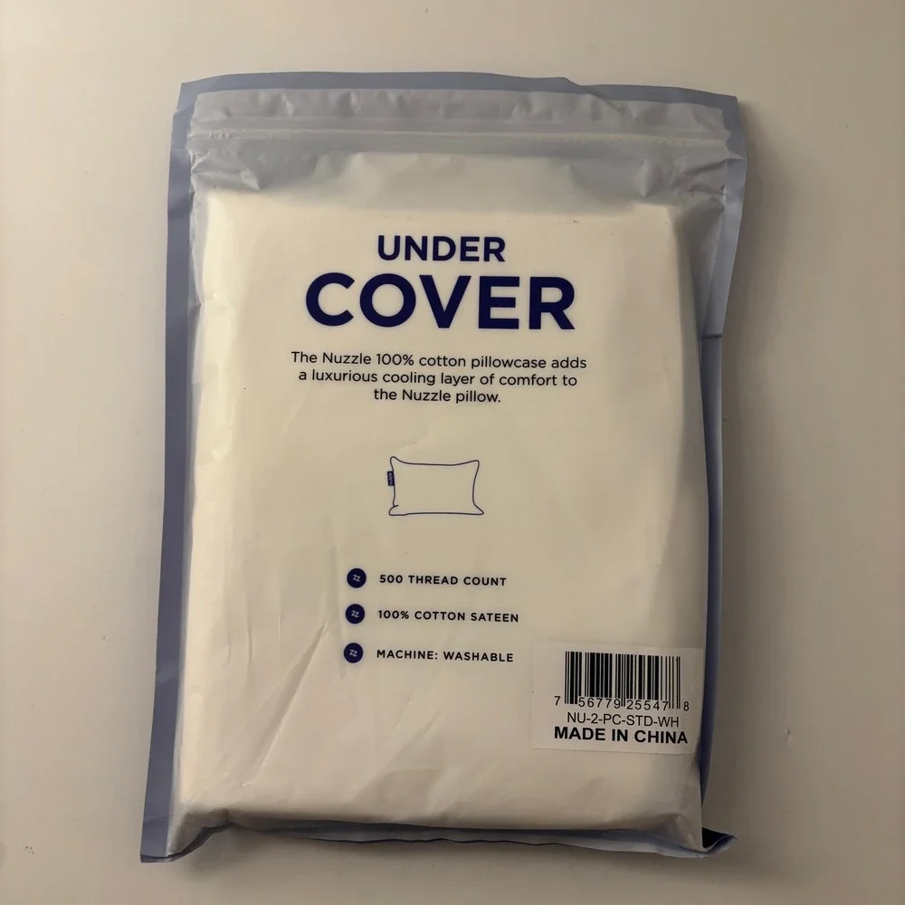Nuzzle 100% Cotton Pillowcase Standard White 500 Thread Count Cooling Sateen